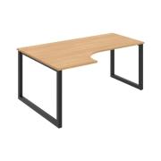 Pracovný stôl UNI O, ergo, pravý, 180x75,5x120 cm, dub/čierna