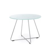 Konferenčný stolík SV 40, p. 60 cm, v. 45 cm, tvrdené mliečne sklo, kovová podnož chróm