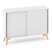 Policová skriňa ALFA ROOT s del.priečkou, posuvné dvere, 1 polica, 120x45x88,7cm, biela