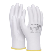 Rukavice pletené, polomáčané DONAU SAFETY PU kat. II biele veľ. 8