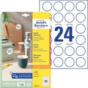 Etikety univerzálne kruhové 40mm Avery A4 10 hárkov