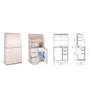 Kuchynka s drezom, batériou a chladničkou ľavá, 100x189,1x60 cm, buk/buk