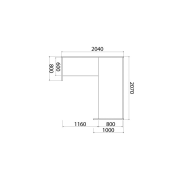 Recepčný pult ASSIST 200 rohový ľavý, 207 x 204 x 74 (100) cm, agát